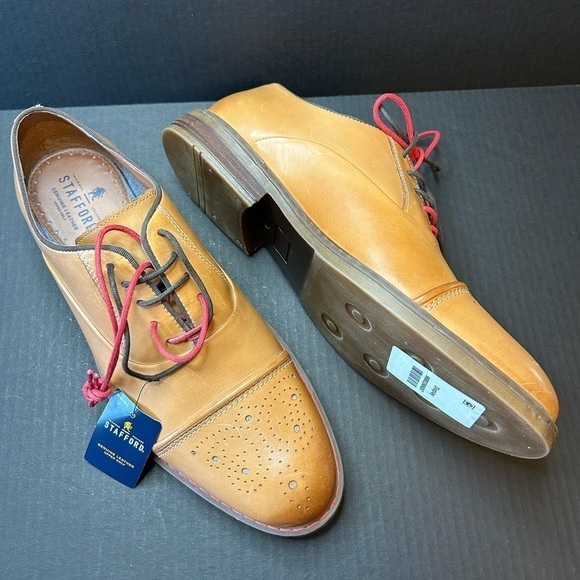 Stafford Genuine leather Jahil Cognac mens dress shoes NWT Sz-9.  I - Picture 1 of 13